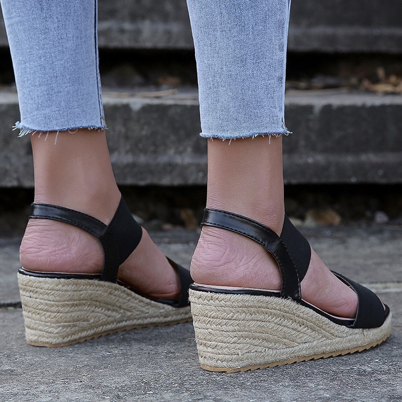 Giày Sandal Đế Xuồng Đan Cói 2023 Thời Trang Mùa Hè Mới Cho Nữ