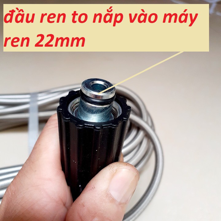 Dây Rửa Xe 10m,15m.20m Cho Máy Bơm Xịt Rửa Áp Lực Cao - Ren nối sung 14mm