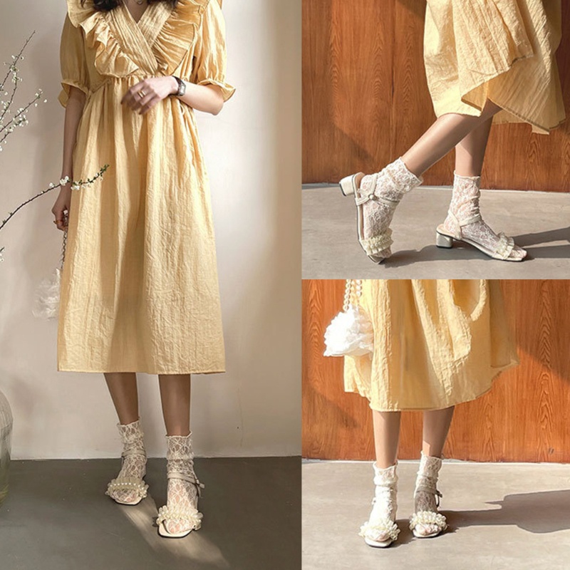 Vớ Lolita Phối Ren Siêu Mỏng Xuyên Thấu Phong Cách Harajuku Nhật Bản Cho Nữ