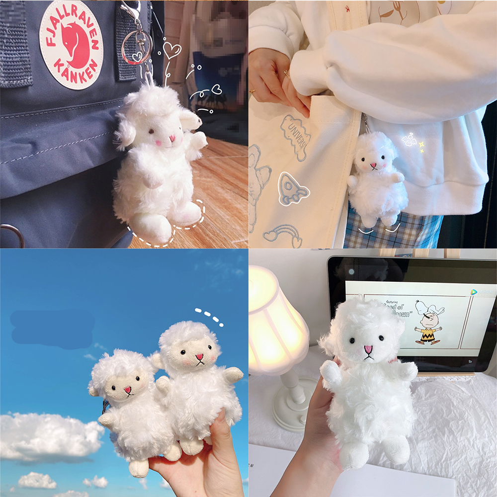 Móc chìa khóa hình cừu nhồi bông đáng yêu phù hợp cho trang trí