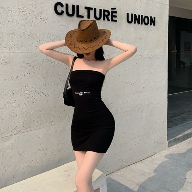 IELGY Đầm Ngắn Ôm Hông Cổ Thấp Thời Trang Dành Cho Nữ