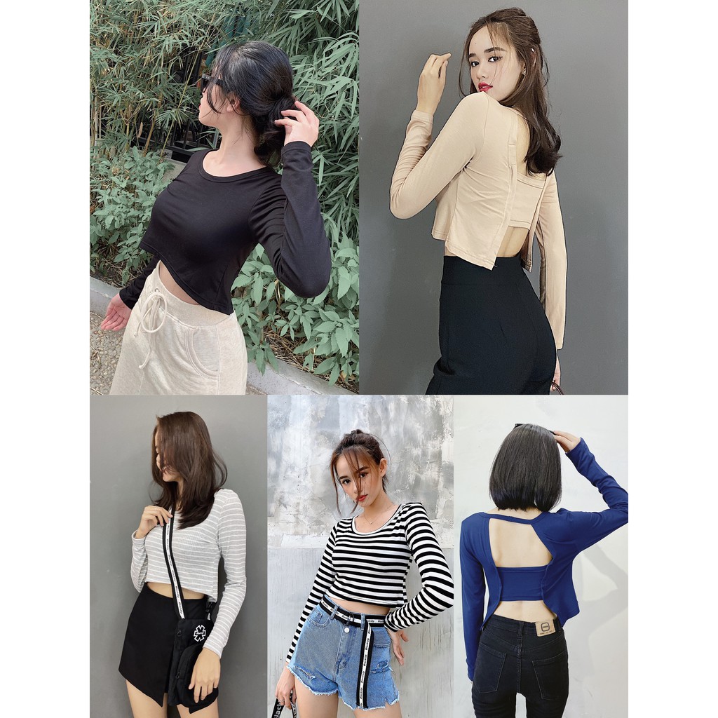 Crop Tay Dài Cut-out Lưng Yoona CR01775