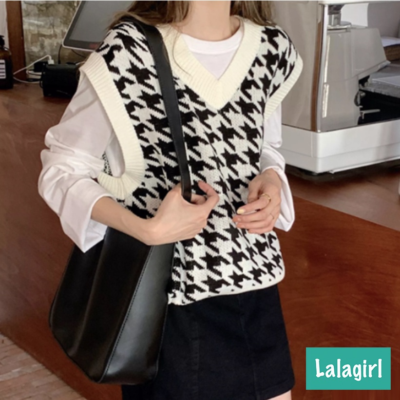 Áo gile nữ len cổ chữ V không tay màu sắc vintage phong cách Hàn Quốc [GZZ] | BigBuy360 - bigbuy360.vn