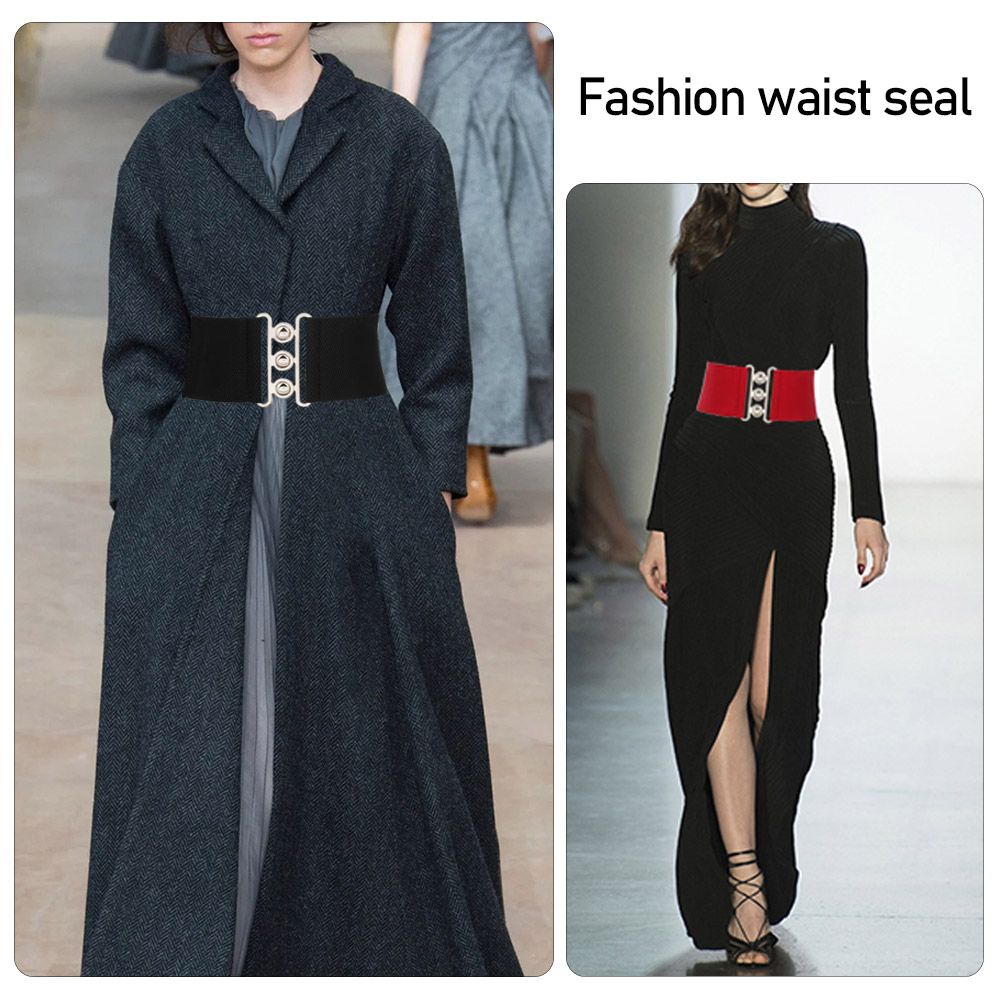 Thắt lưng bản rộng co giãn phối khóa kim loại thời trang dành cho nữ