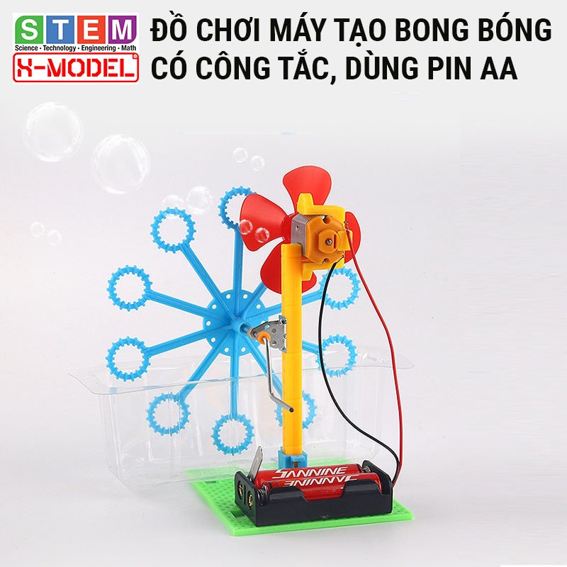 Máy thổi bong bóng đồ chơi lắp ráp trí tuệ cho bé sáng tạo STEM mô hình đồ chơi XMODEL| Giáo dục STEAM