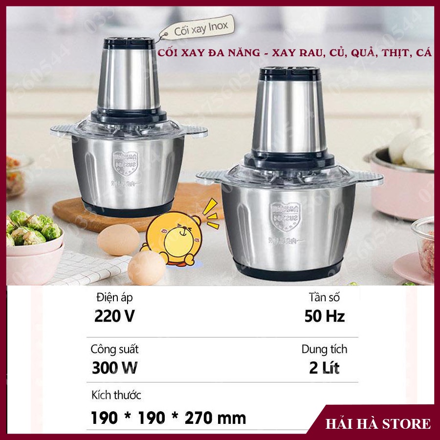 [Có Bảo Hành]  Máy xay thịt - xay sinh tố đa năng cối inox 304, công suất lớn xay thịt, xay tỏi ớt, xay rau