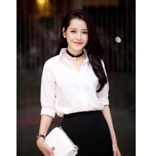 Áo sơ mi trắng công sở, vải kate lụa mịn không nhăn
