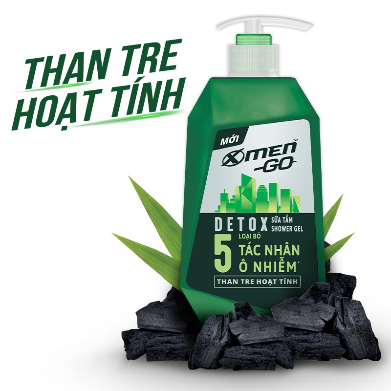 Sữa tắm X-Men Go DETOX Than Tre Hoạt Tính 630G