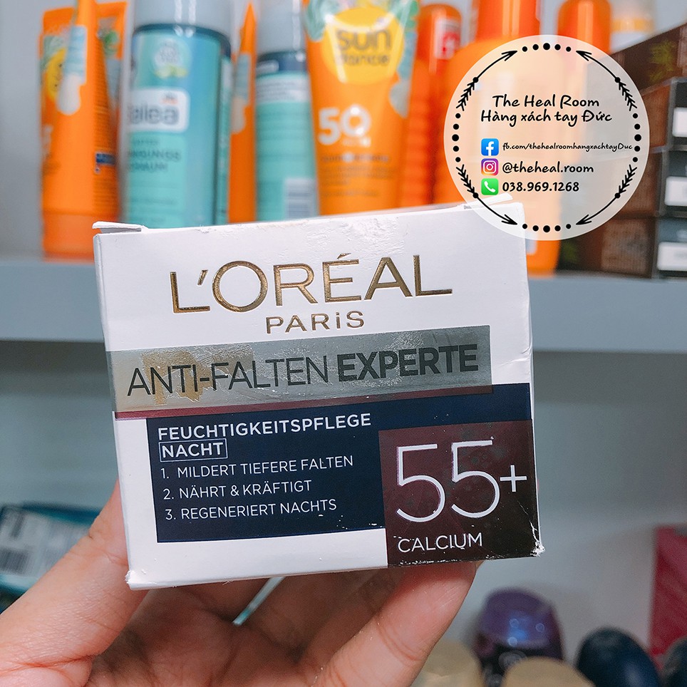 Kem dưỡng da Loreal 🍓FREESHIP🍓 Anti Falten Experte 55+ Nachtcreme giảm mờ nếp nhăn tuổi 55+ dùng ban đêm 50ml