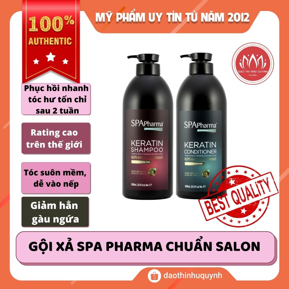 [Hàng cao cấp] Set Dầu Gội Xả Siêu Phục Hồi Tóc Spa Pharma Keratin Chuẩn Salon 1000mlx2