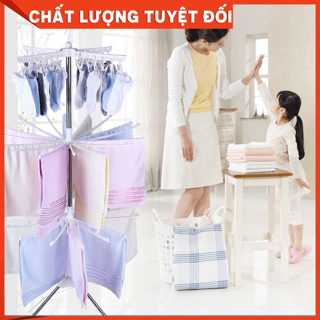 Cây Phơi Quần Áo Inox Đa Năng Cao Cấp Cho Bé - Chất Liệu Inox Xoay 360 Độ, Giàn Phơi Thông Minh, Có Thể Gập Gọn