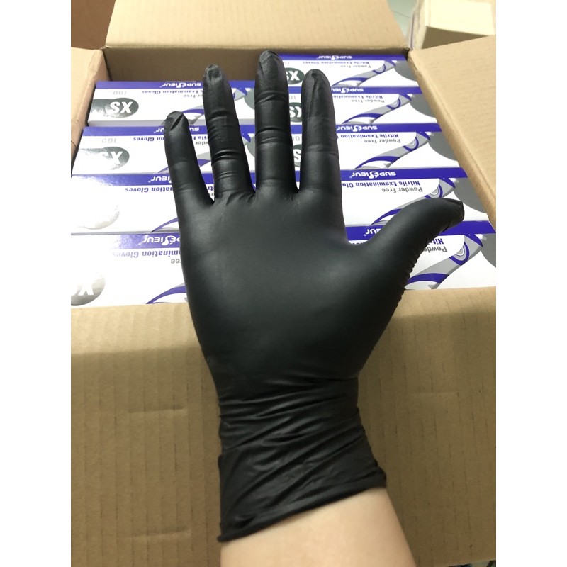 (LOẠI TỐT)Găng tay y tế KHÔNG BỘT màu ĐEN (50pcs)