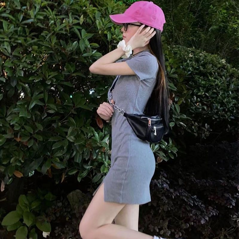 AMOI Đầm Ngắn Cổ Polo Xẻ Tà Dáng Ôm Thời Trang Mùa Hè Quyến Rũ Cho Nữ