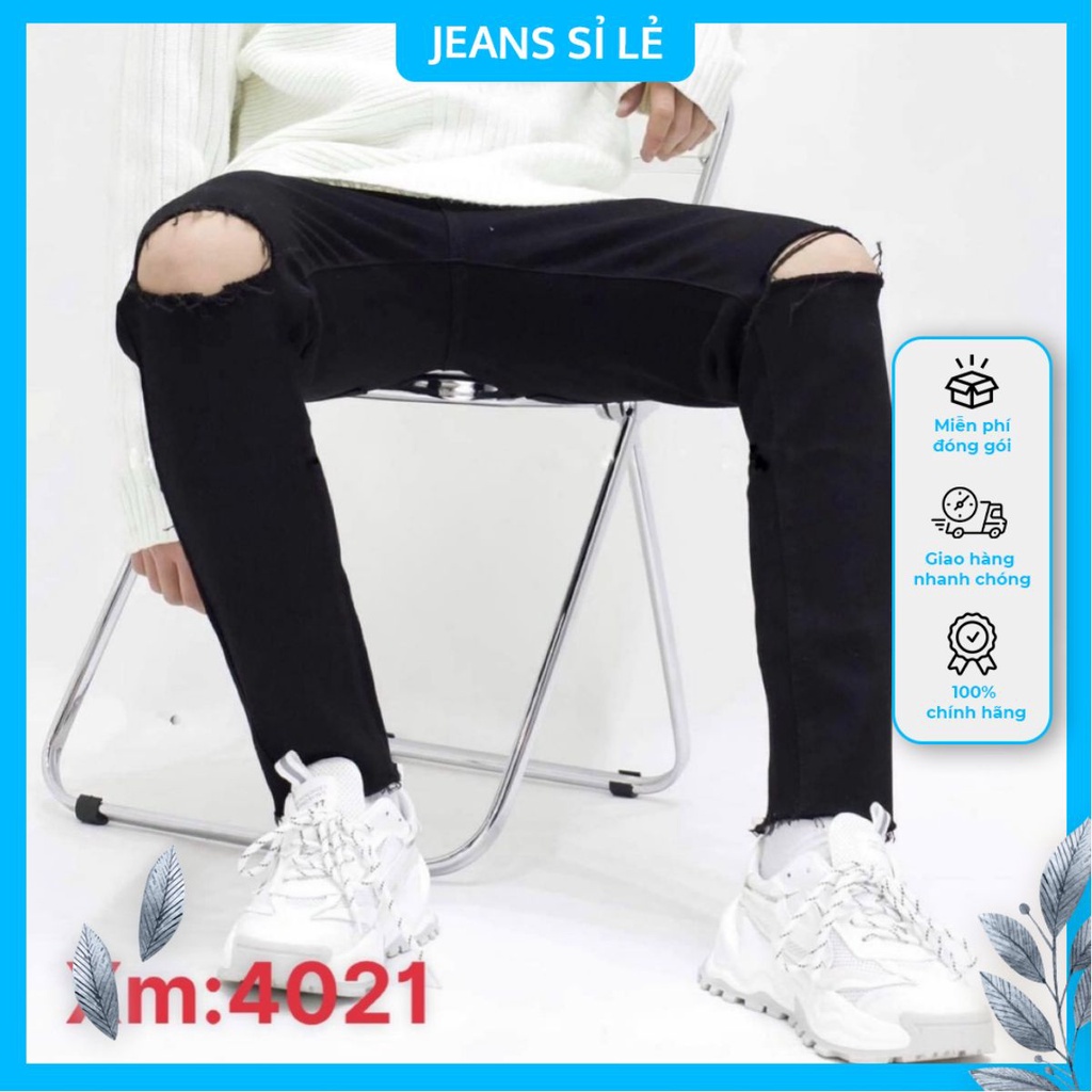 Quần jean nam dài V4021 mẫu wash rách gối màu đen phong cách trẻ trung năng động – Shop jean sỉ lẻ
