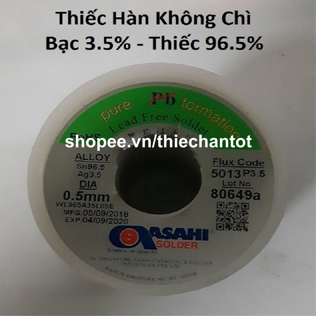 Thiếc Hàn Solder Không Chì Asahi Bạc 3.5% Thiếc 96.5% [Tặng ngay thêm 5 mét khi mua từ 30 mét]