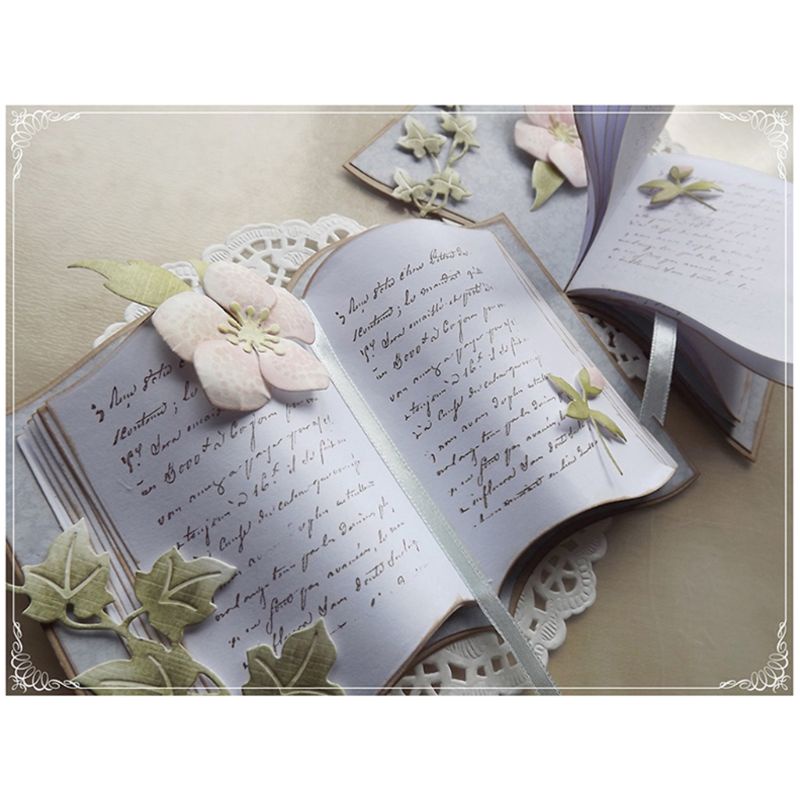 Khuôn Cắt Giấy Làm Từ Kim Loại Hình Sách Vở Trang Trí Scrapbook