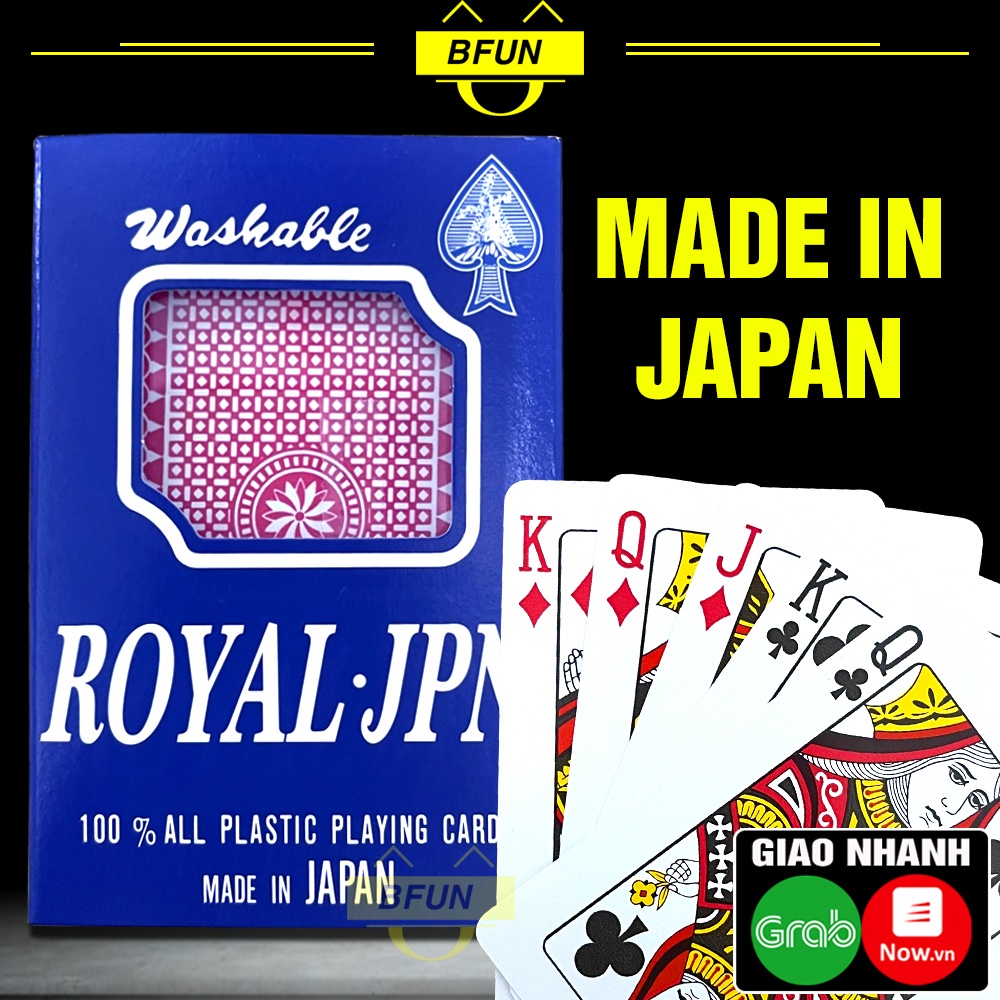 ┋Bài Tây Nhựa ROYAL - JAPAN 100% Plastic Cao Cấp Bộ 52 Lá Chống Nước, Bẻ Cong Không Gãy BFUN