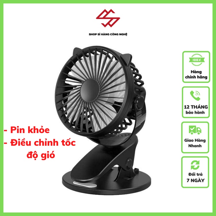 Quạt mini 💗FREESHIP💗 Quạt tích điện để bàn có kẹp xoay 360° ( Dùng văn phòng, dùng đi học ) - Video thật
