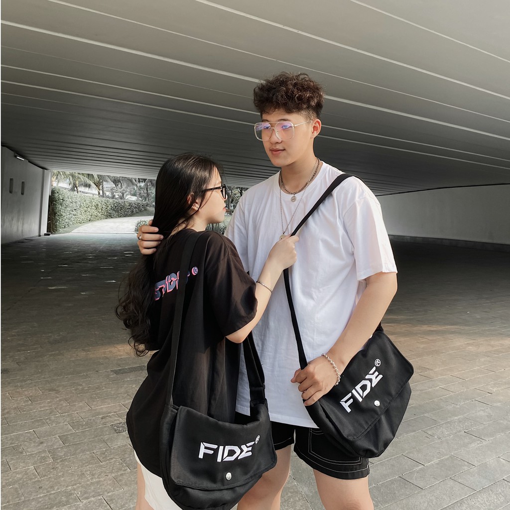 Túi tote vải đeo chéo canvas unisex cao cấp đựng vừa khổ a4 đi học đi chơi Hàn Quốc