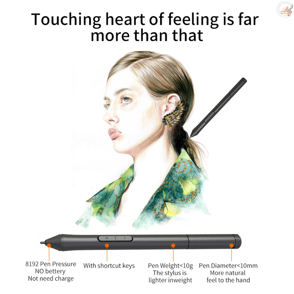 10moons G12 Graphics Drawing Tablet Ultralight Digital Art Creation Sketch 9.45 x 6 Inches with Battery-free Stylus 8 Pen Nibs 8192 Levels Pressure 12 Express Keys Compatible with Windows Android OTG for Drawing Designing Teaching Online Co
