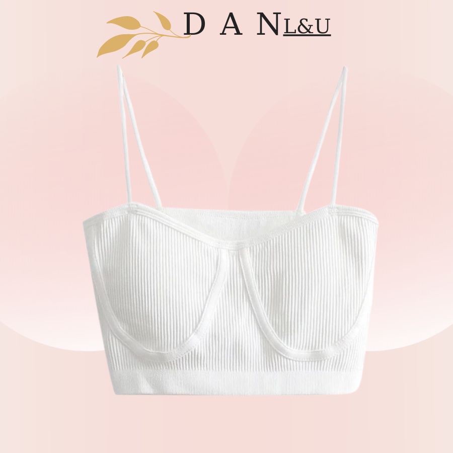 Áo Ngực Bra Hai Dây Chất Cotton Gân Tăm Viền Nổi Sexy DAN L&amp;U 1821