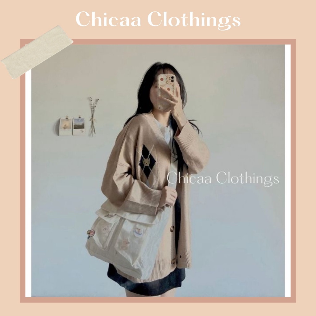 Áo cardigan len quả trám - Cardigan len - Ảnh by Chicaa