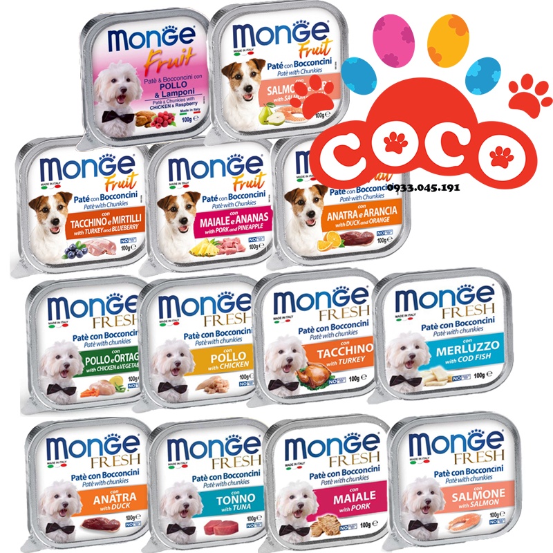 (Nhập khẩu) Pate Monge Italia Cho CHÓ Nhiều Vị Thơm Ngon 100g