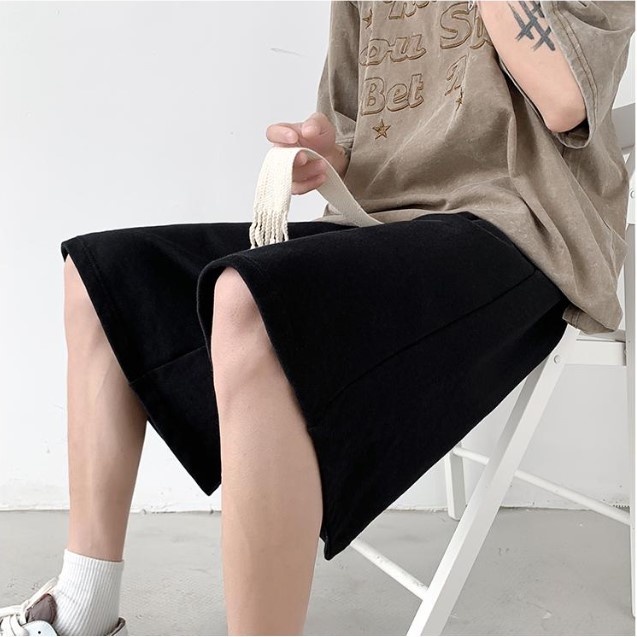 Quần đùi nam ống rộng lưng chun dây buộc to bản màu đen đẹp Pon.mens hà nội hcm