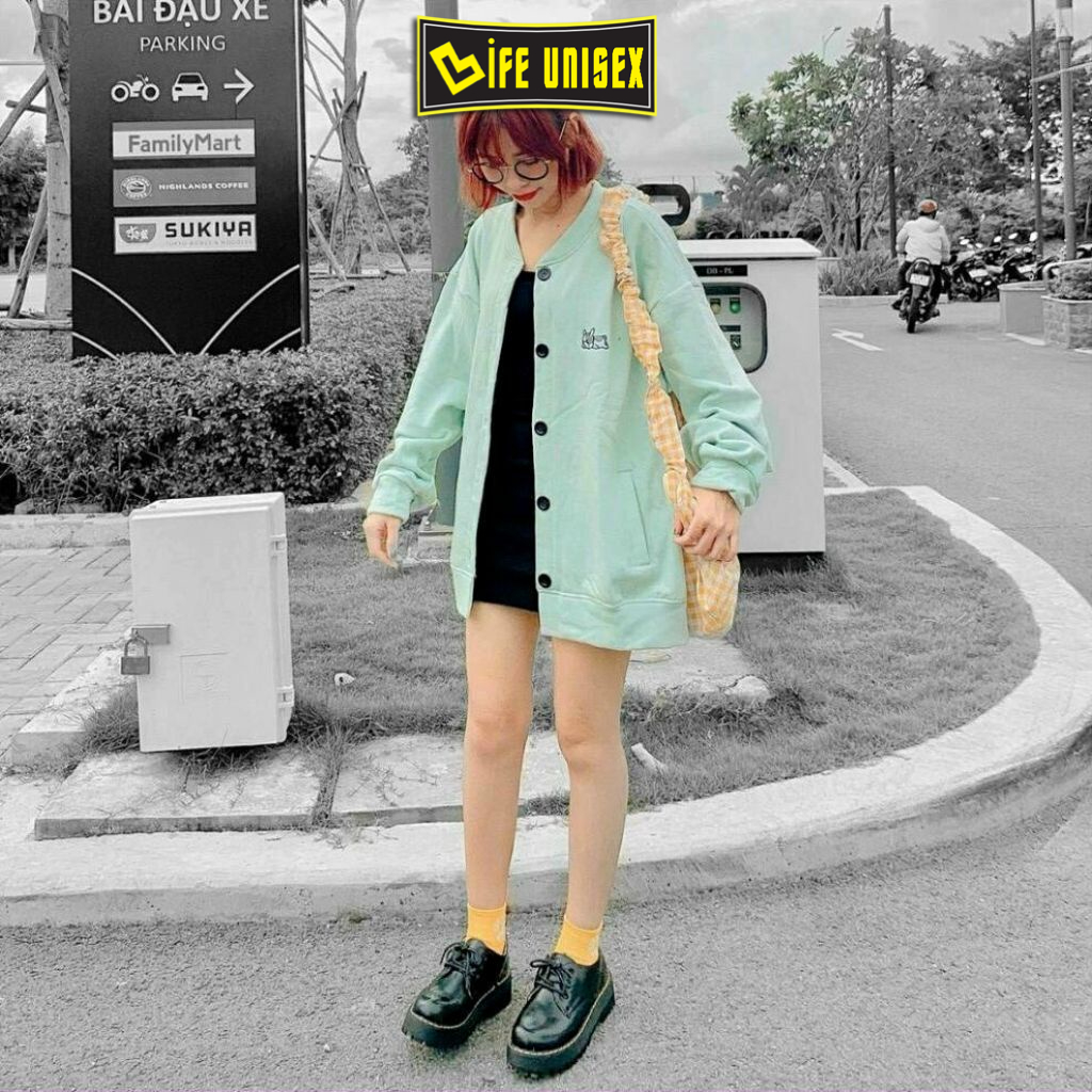 Áo Khoác Cardigian Nỉ Thêu Hình Cún Nam Nữ Ulzzang Unisex Dây Kéo, Áo Khoác Nỉ Form Rộng LIFE UNISEX