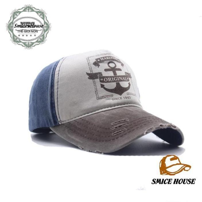 NÓN LƯỠI TRAI RÁCH CÁ TÍNH MŨ JEANS RÁCH MỎ NEO BỤI BẶM