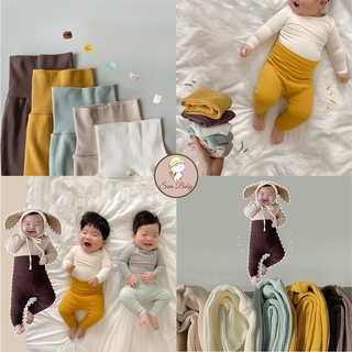 Quần legging dài cạp cao thun gân mềm mịn co giãn thoải mái cho bé