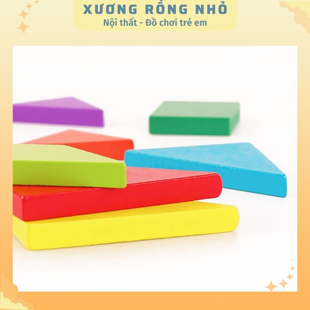 Đồ chơi tangram có nam châm - xếp hình trí uẩn kèm hướng dẫn cùng bé sáng tạo - Xương Rồng Nhỏ