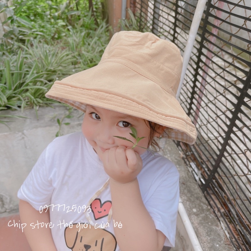 Mũ chống nắng ngoài trời vành rộng dành cho bé , mũ hai mặt phải cho bé ,nón cho bé 2-8 tuổi