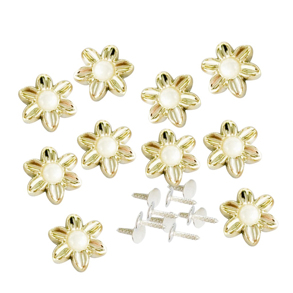 Set 10 Đinh Tán Nhựa Hình Bông Hoa Màu Vàng 19mm Trang Trí Quần Áo / Túi Xách / Mũ