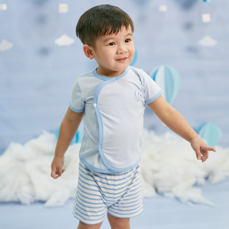 Bộ thun cộc tay - Bộ quần áo phông ngắn tay cho bé trai, bé gái Wow by Oeteo cài lệch cotton thoáng mát