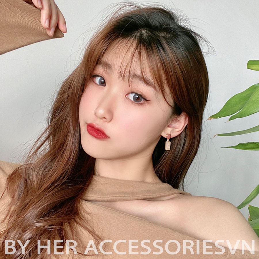 Bông tai Nữ Basic Phong Cách Cổ Điển Đỏ Hồng Her Accessories H5