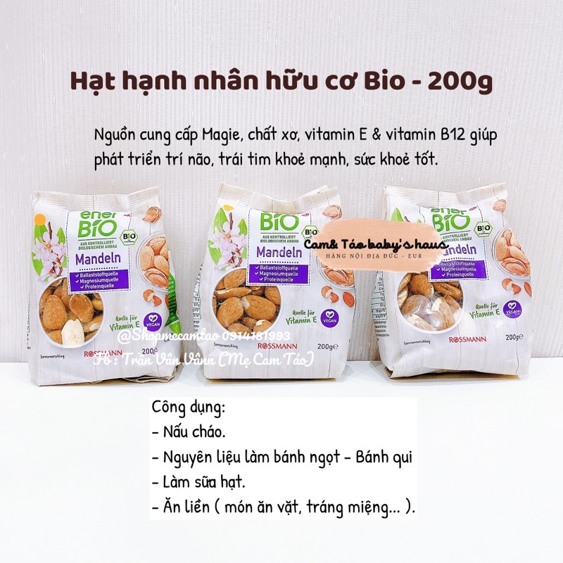 (Hàng Air) Hạnh nhân hữu cơ Bio - 200g