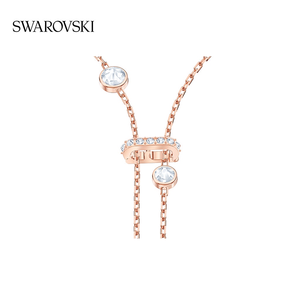 SWAROVSKI Vòng cổ Mặt Lông Vũ Phối Đá Pha Lê Hồng Thời Trang