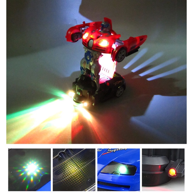 [Hàng Sẵn] Đồ chơi Ô tô Biến hình thành Robot Siêu ngầu có Đèn Âm Thanh cho bé