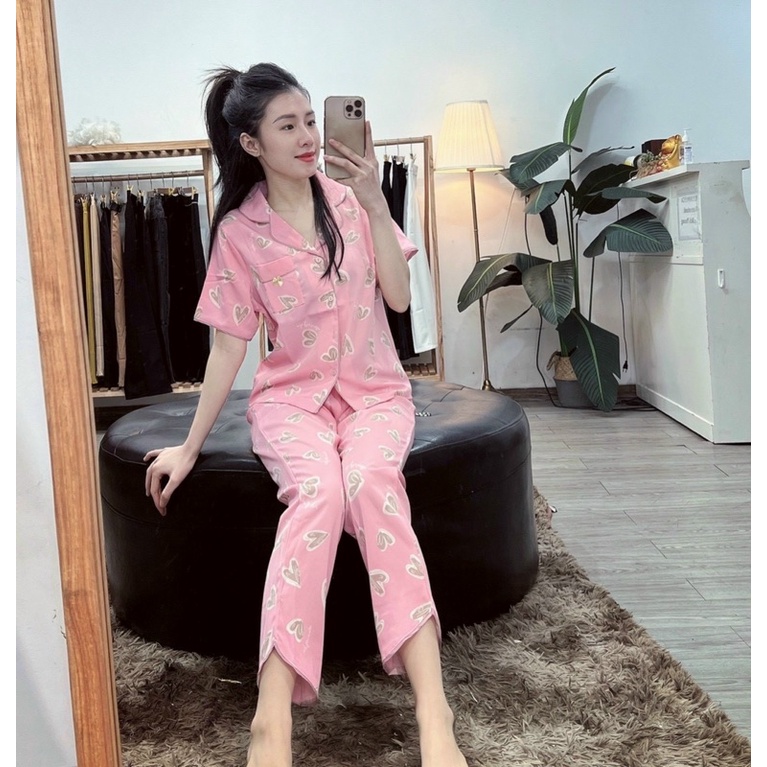 BỘ PIJAMAS LỤA HOẠ TIẾT HÀNG THIẾT KẾ CAO CẤP