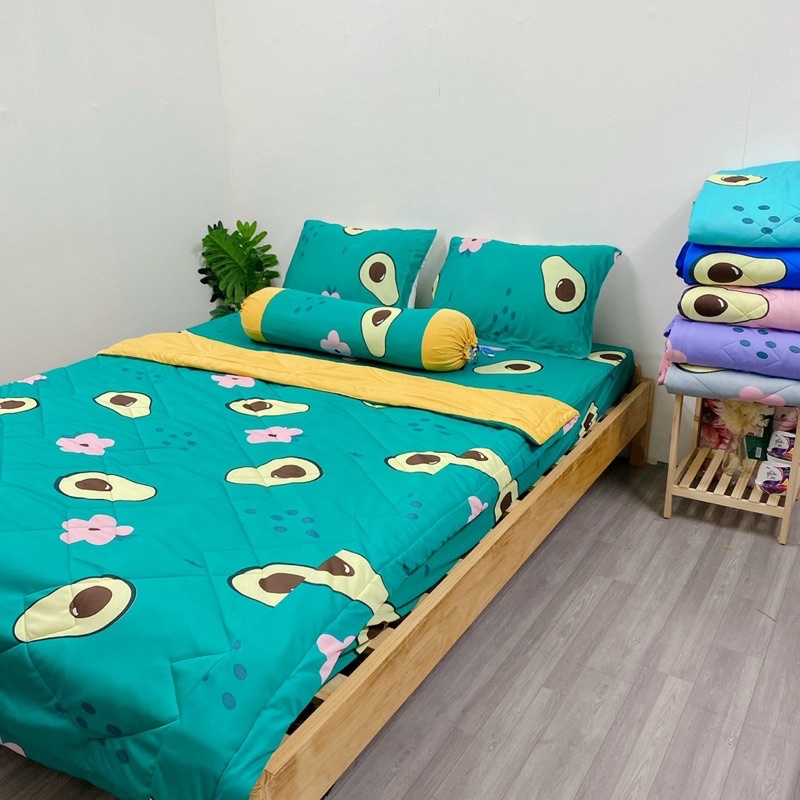 bộ ga và vỏ gối thun hàn hình trái bơ