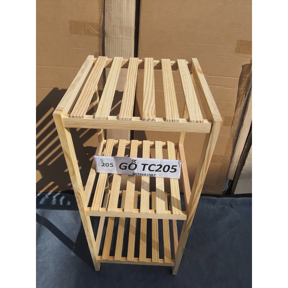 KỆ VUÔNG 3 TẦNG GỖ THÔNG- DÀI 32cm x CAO 80cm - TC205