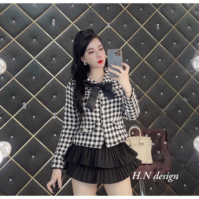 Áo dạ 4 nắp túi kèm nơ ms150 | BigBuy360 - bigbuy360.vn