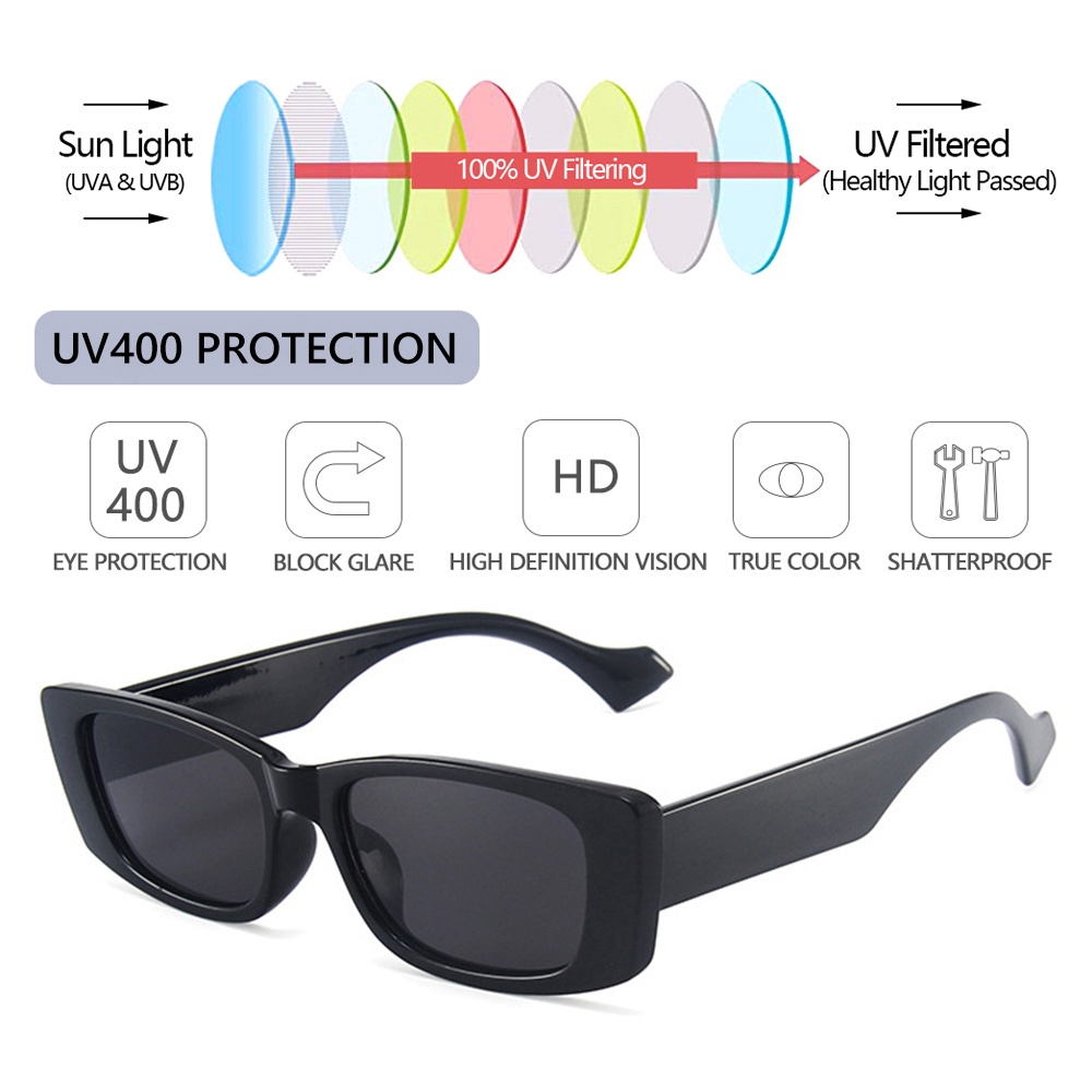 Kính râm gọng hình chữ nhật chống tia UV400 phong cách retro thời trang cho nữ