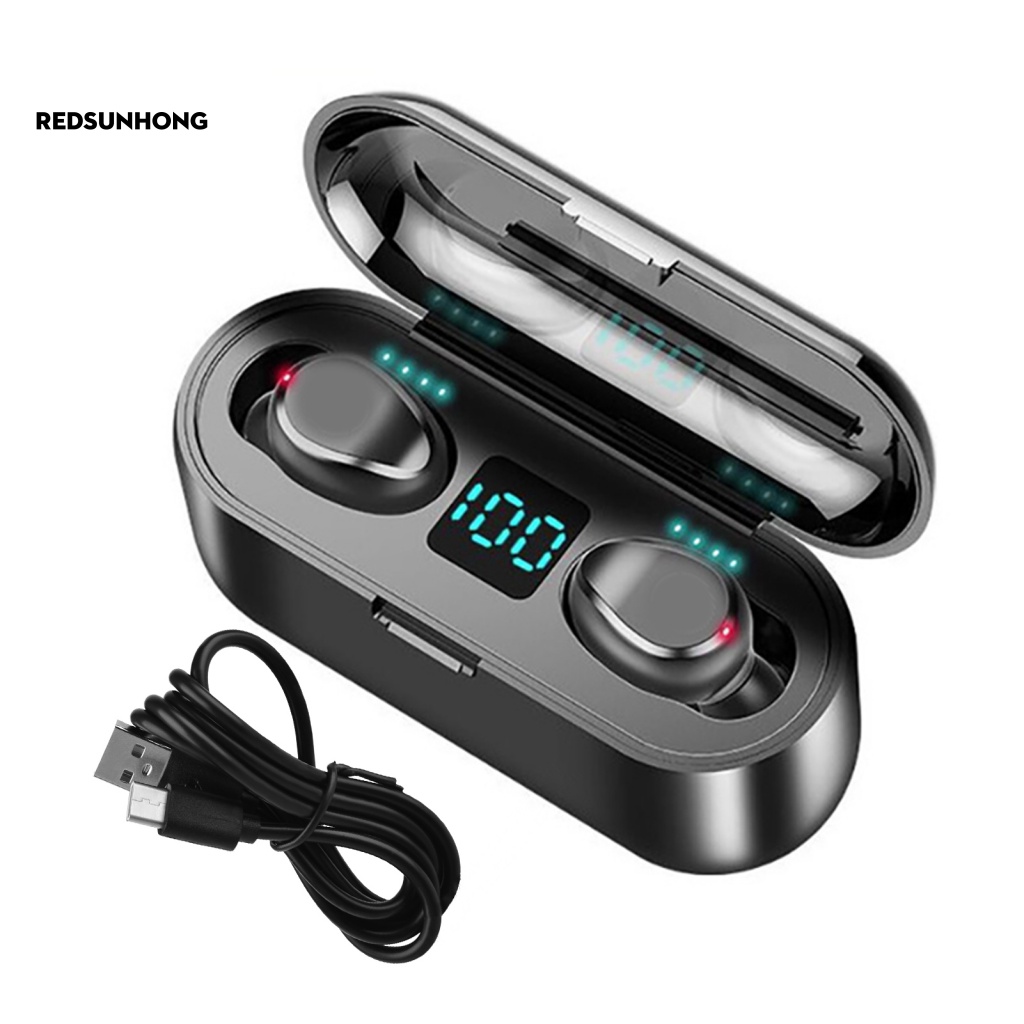 Tai Nghe Nhét Tai Không Dây Bluetooth 5.0 Mini Màn Hình LED Kỹ Thuật Số Phong Cách Thể Thao Giảm Cân