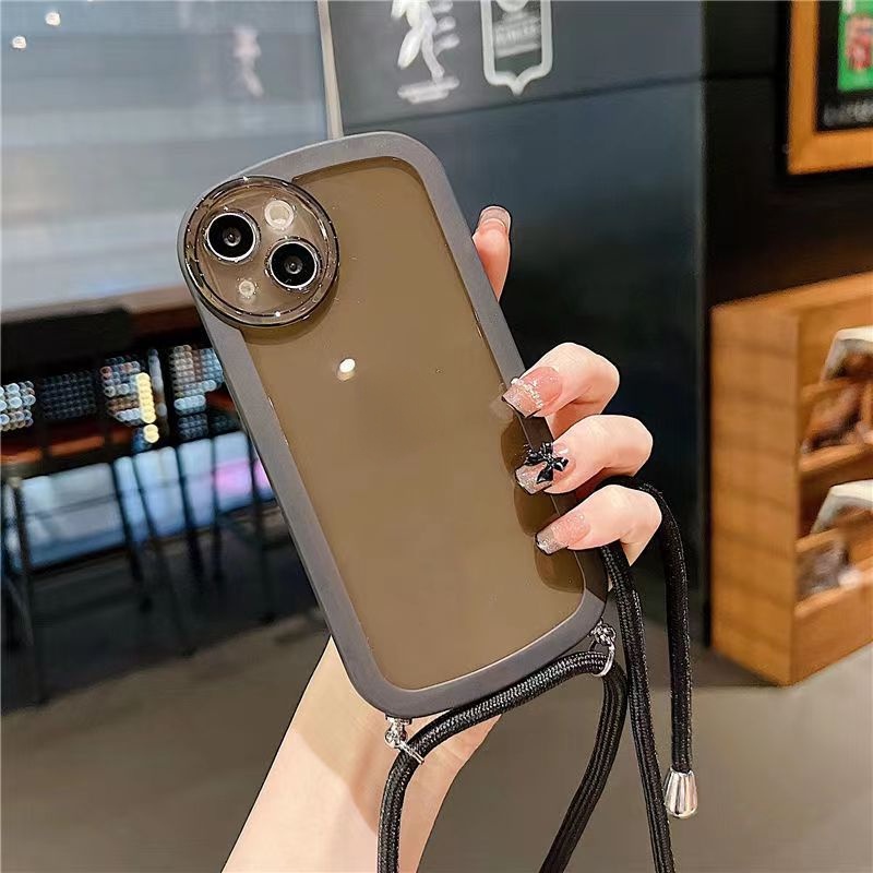 Ốp Điện Thoại TPU Silicon Mềm Hình Đôi Mắt To Có Dây Đeo Chéo Cho 7G 8G SE 2020 7P 8P 13 12 11 Pro Max XS Max XR X XS