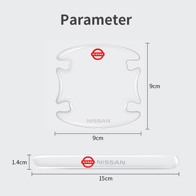 (Nissan) Bộ 10 Miếng Dán Silicon Chống Xước Hõm Cửa, Tay Nắm Cửa và Gương Xe Nissan