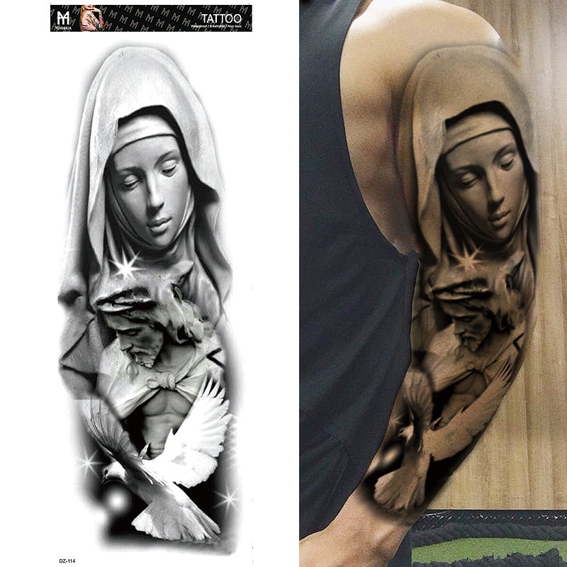 Hình Xăm Dán Toàn Bộ Hình Chúa Jesus Virgin Crown