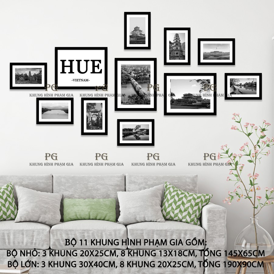 Bộ Khung Ảnh Treo Tường Huế Trắng Đen Tuyệt Đẹp - Khung Hình Phạm Gia PGC271