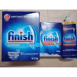 Bộ Combo Bột Rửa Bát Chén Finish 4,5kg + Muối Finish 1,2kg + Bóng Finish 1150ml Dùng cho Máy Rửa bát